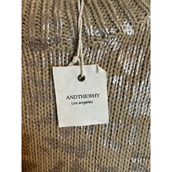 And The Why Womens Pullover Sweater Size XXL Gold Foil Chunky Boutique New - Picture 5 of 9